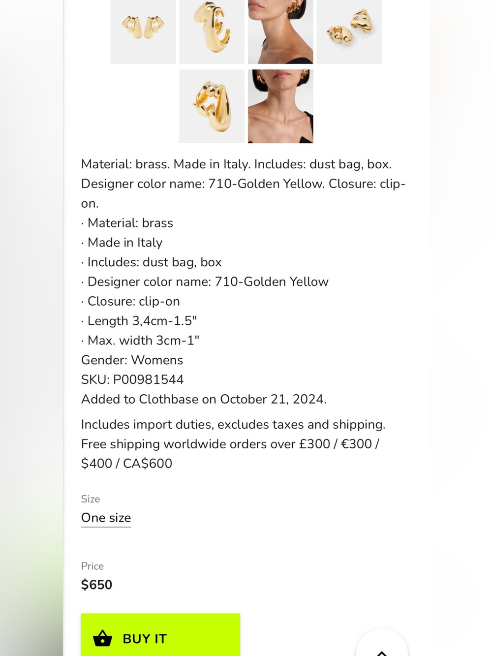 Givenchy Feline Golden Ear Cuff Earrings - Picture 6 of 9